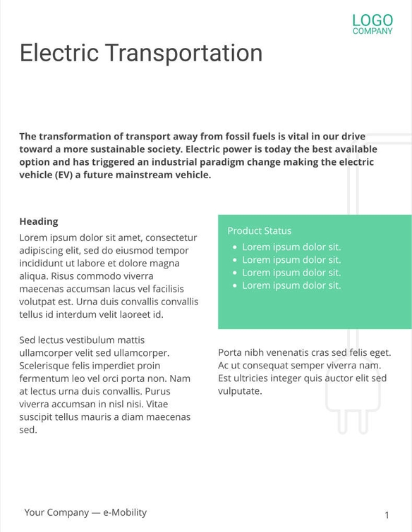 Free broschüren – e-mobility template